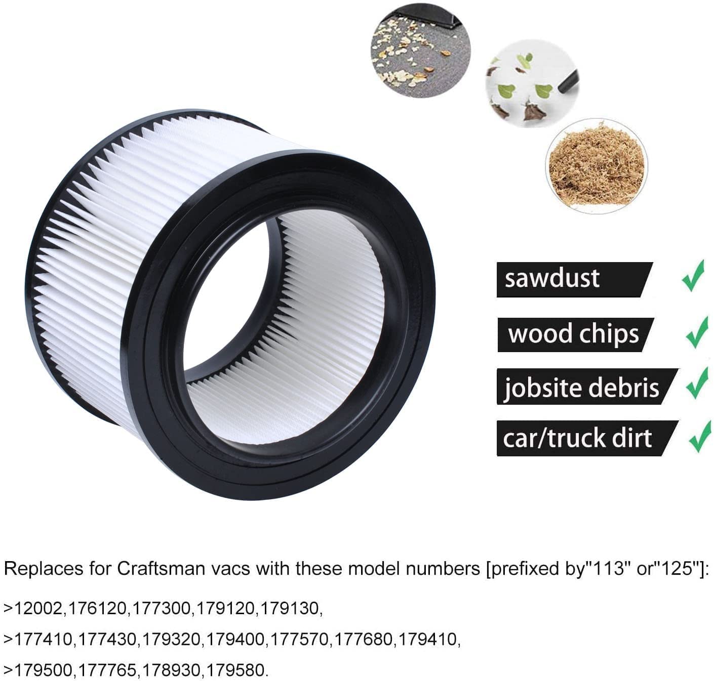 17810 Filter Compatible With Craftsman 4 Gallon Vacuum Filter,9 17810 Wet Dry Vacuum Filter Compatible With Craftsman 4 Gallon R